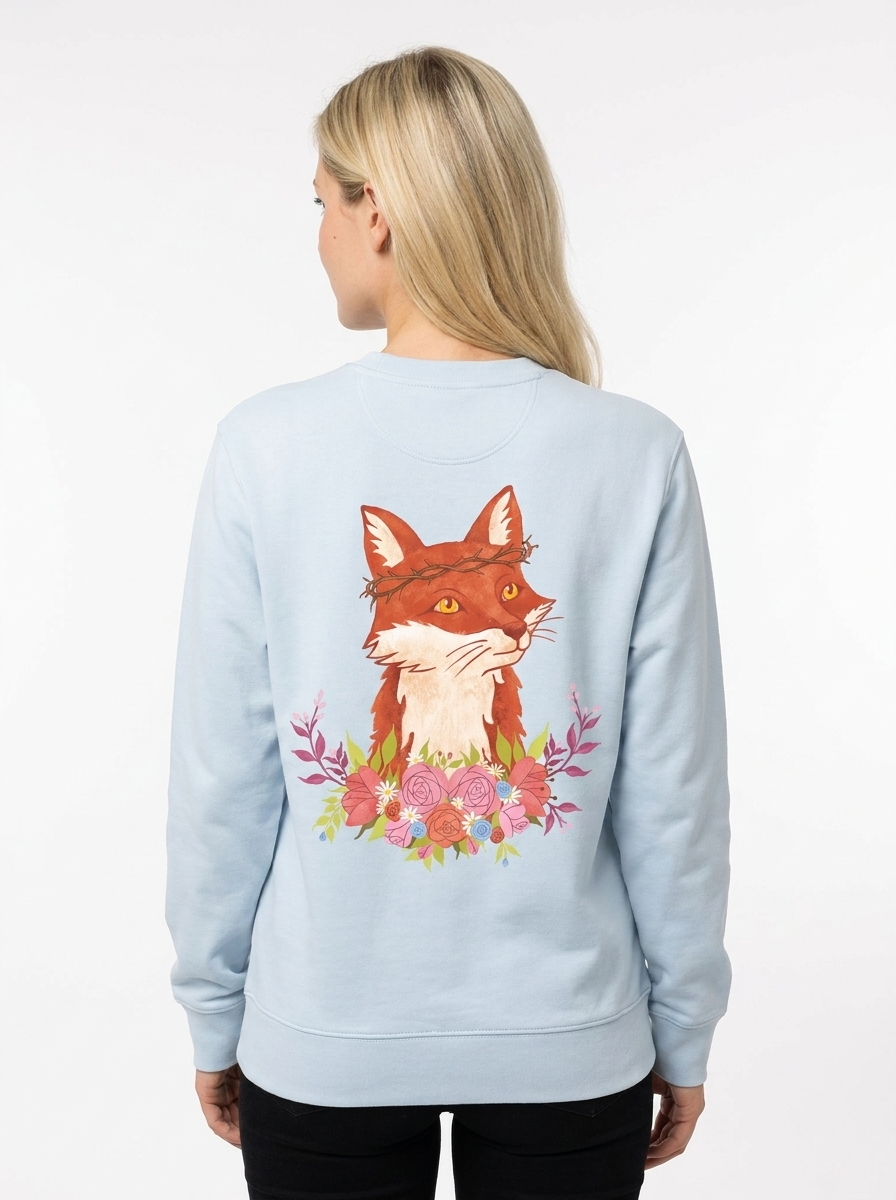 Devoted Fox unisex sweatshirt, blue back