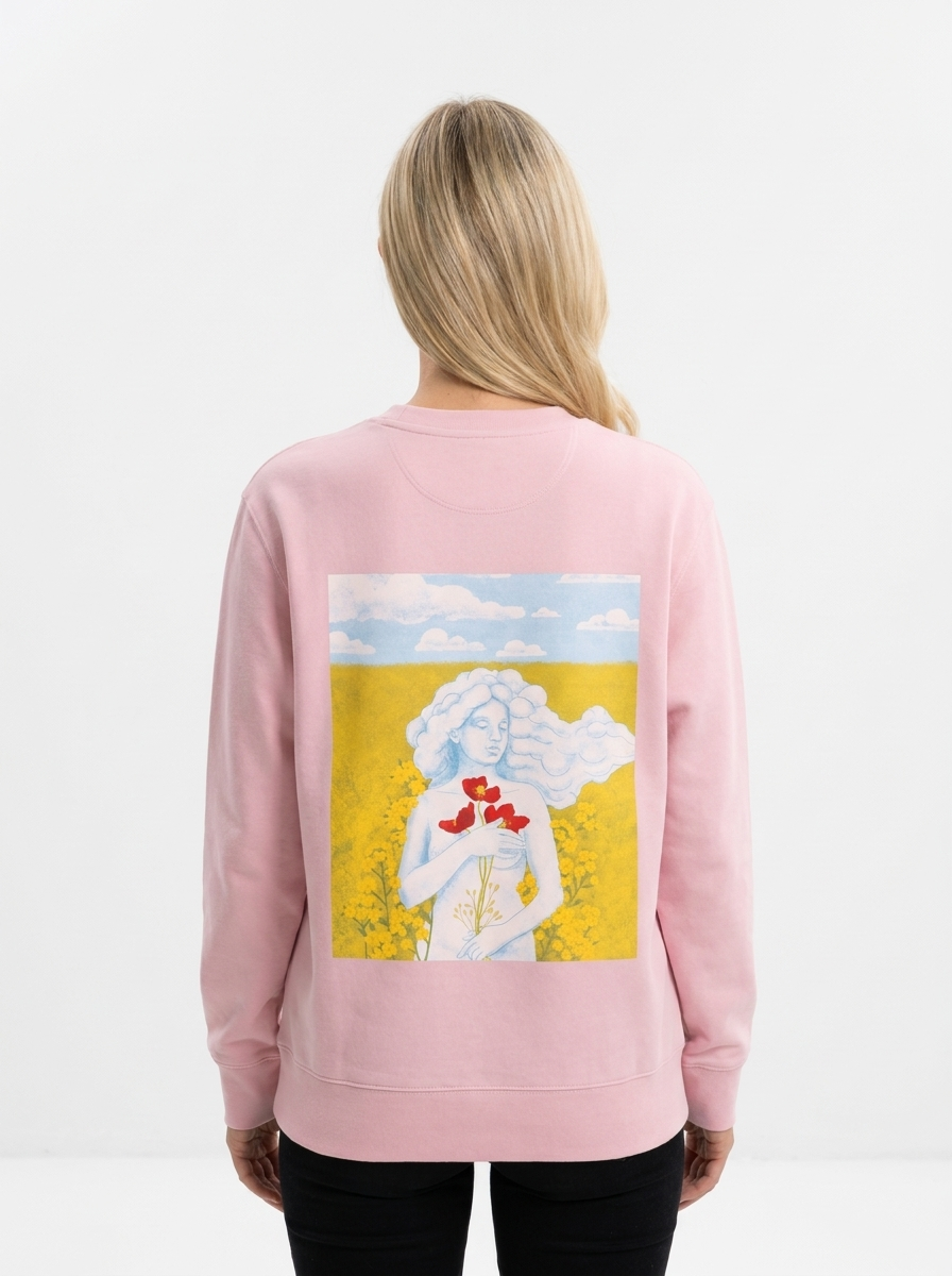 Dreamer Girl unisex sweatshirt in Cotton Pink, back view