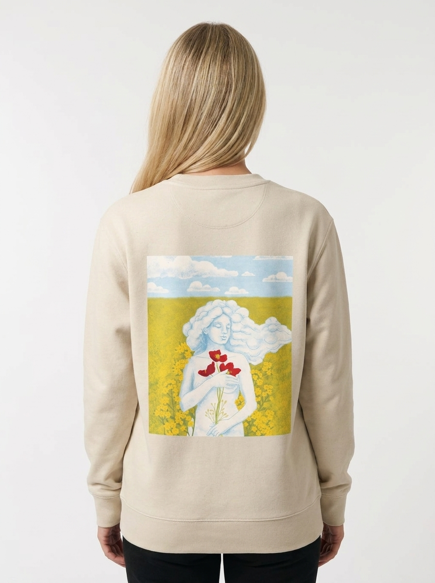 Dreamer Girl unisex sweatshirt in Natural Raw, back view